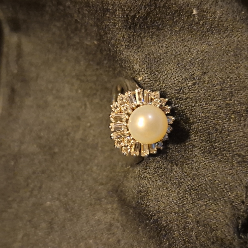 JTV Silver Overlay Ring with White Pearl